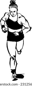 vector sketch of the running fit woman