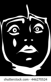 vector sketch of a sad white clown