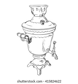 Vector sketch of Samovar. Hand draw illustration.