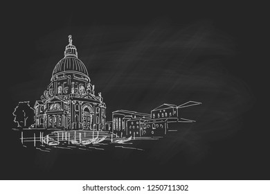 vector sketch of Santa Maria della Salute. Venice. Italy.