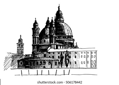 vector sketch of Santa Maria della Presentazione. Venice. Italy.