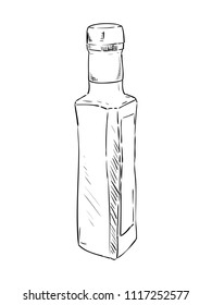 Vector sketch of sauce or juice bottle. Hand draw illustration.