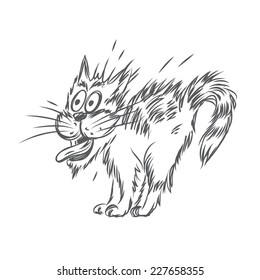 Vector sketch of scared cat