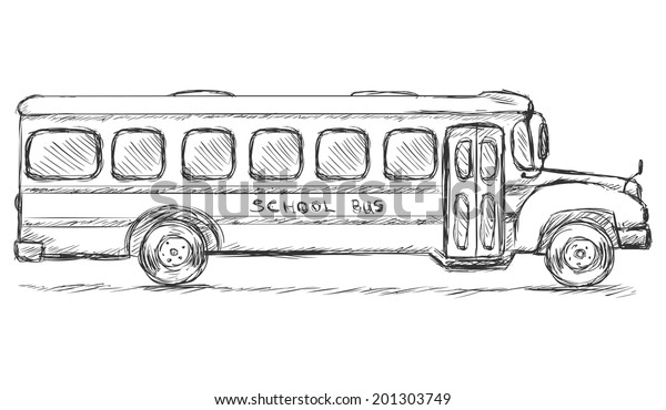 Vector Sketch School Bus Side View Stock Vector (Royalty Free) 201303749