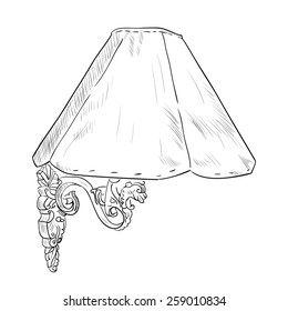 Vector sketch of sconce. Hand draw illustration.