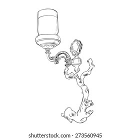 Vector sketch of sconce. Hand draw illustration.