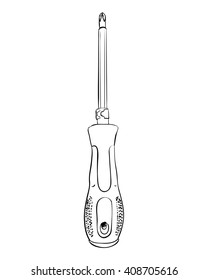 Vector sketch of screwdriver. Hand draw illustration.