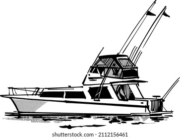 the vector sketch of the sea yacht boat 