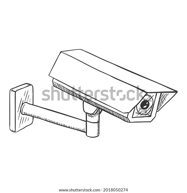 Vector Sketch Security Camera Cctv Hand Stock Vector (Royalty Free ...