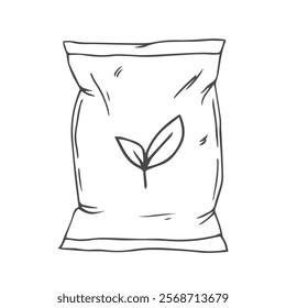 Vector sketch of seed fertilizer bag icon illustration