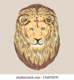 Vector sketch of a serious wild big cat Lion