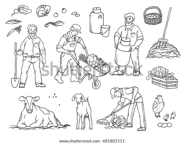 Vector Sketch Set Black White Isolated Stock Vector (Royalty Free ...