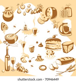 Vector Sketch set. food.