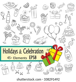 Vector Sketch Set " Holidays and Celebration", EPS8