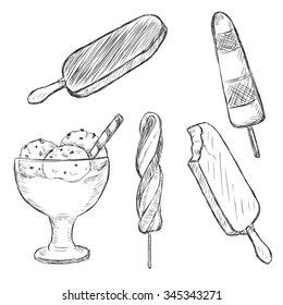 Vector Sketch Set of Ice Cream