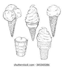 Vector Sketch Set of Ice Cream