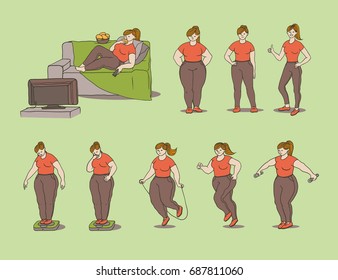 92 Transformation fat girl run Images, Stock Photos & Vectors ...