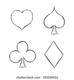 Vector Sketch Set of Playing Cards Suits