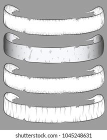vector sketch is a set of ribbons with twisted edges and cracks from old age.