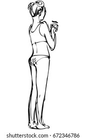  vector sketch shapely girl in bikini