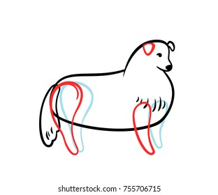 Vector sketch of  sheltie, isolated on white background.
