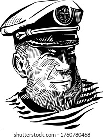 The vector sketch of the  ship captain 