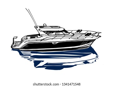 vector sketch ship on the water