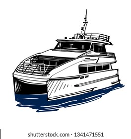 vector sketch ship on the water