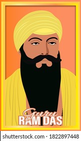 Vector Sketch of Shri Guru Ram Das ji, fourth of the ten Gurus of Sikhism.