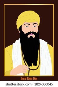 Vector Sketch of Shri Guru Ram Das ji, fourth of the ten Gurus of Sikhism.