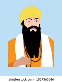 Vector Sketch of Shri Guru Ram Das ji, fourth of the ten Gurus of Sikhism.