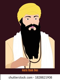 Vector Sketch of Shri Guru Ram Das ji, fourth of the ten Gurus of Sikhism.