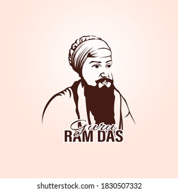 Vector Sketch Of Shri Guru Ram Das Ji, Fourth Of The Ten Gurus Of Sikhism.