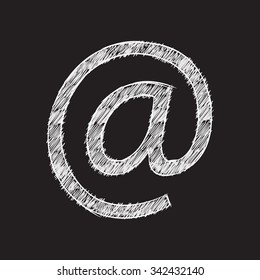 Vector sketch at sign on black background