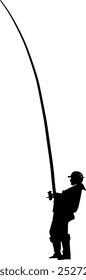 vector sketch silhouette of a fisherman