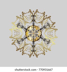 Vector sketch. Silhouette snow flake sign isolated gray, brown and neutral colors. Snowflake mosaic icon. Symbol winter, frozen, Christmas, New Year holiday. Graphic element decoration. Flat design.