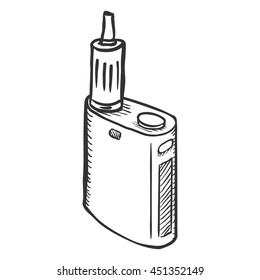 Vector Sketch Single Electronic Cigarettes. Vape Equipment.