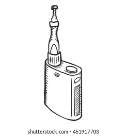 Vector Sketch Single Electronic Cigarettes. Vape Equipment.
