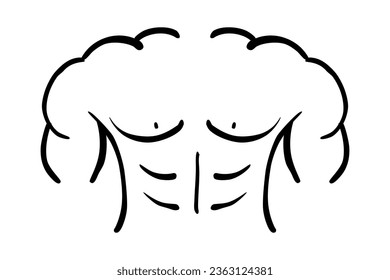 vector sketch six pack muscle, big bicep and tricep doodle hand draw sketch
