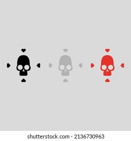 Vector sketch skull color black gray red