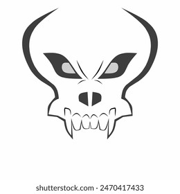 Vector sketch of a skull head with long fangs, perfect for a logo or icon.