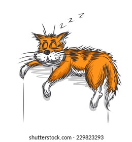 Vector sketch of sleeping cat