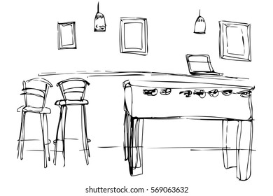 vector sketch of a slot machine in a cafe near the high chair