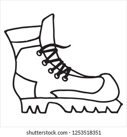 Vector sketch of sneakers with lacing on a white background. Sports shoes drawing isolated