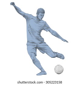 vector sketch soccer player. player shooting.white background