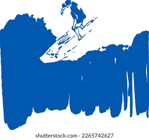 Vektorgrafik-Splash-Jump Surfen auf blauem Meer