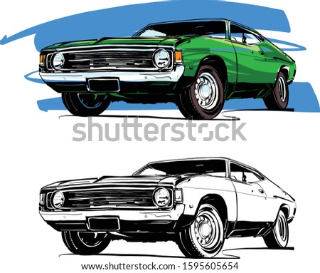 the vector sketch of the sport car