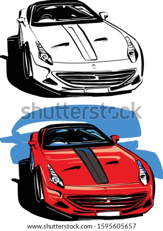 the vector sketch of the sport car