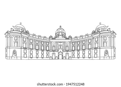 vector sketch of St. Michael square (Michaelerplatz), Vienna, Austria