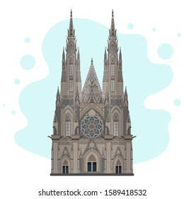 Vector sketch of St. Vitus Cathedral. High detail gothic cathedral. Landmark of Prague, Prague, Czech Republic. Well suited for the design of postcards, booklets, travel banners and posters.